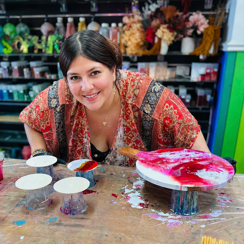Creative resin art workshop experience at DIY Invasion Stapylton